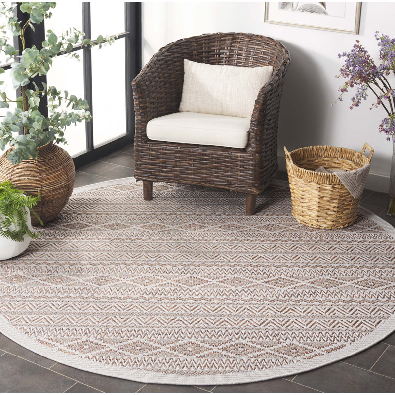 Tapis orange / beige Wicker 152, Rond 6 pi 7 po