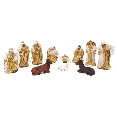11 Piece Gold Fabric Nativity