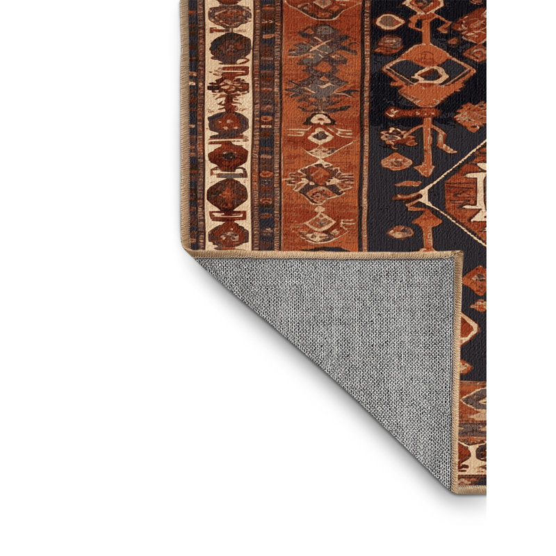 Tapis brun turc lavable à la machine, Rond 3 pi
