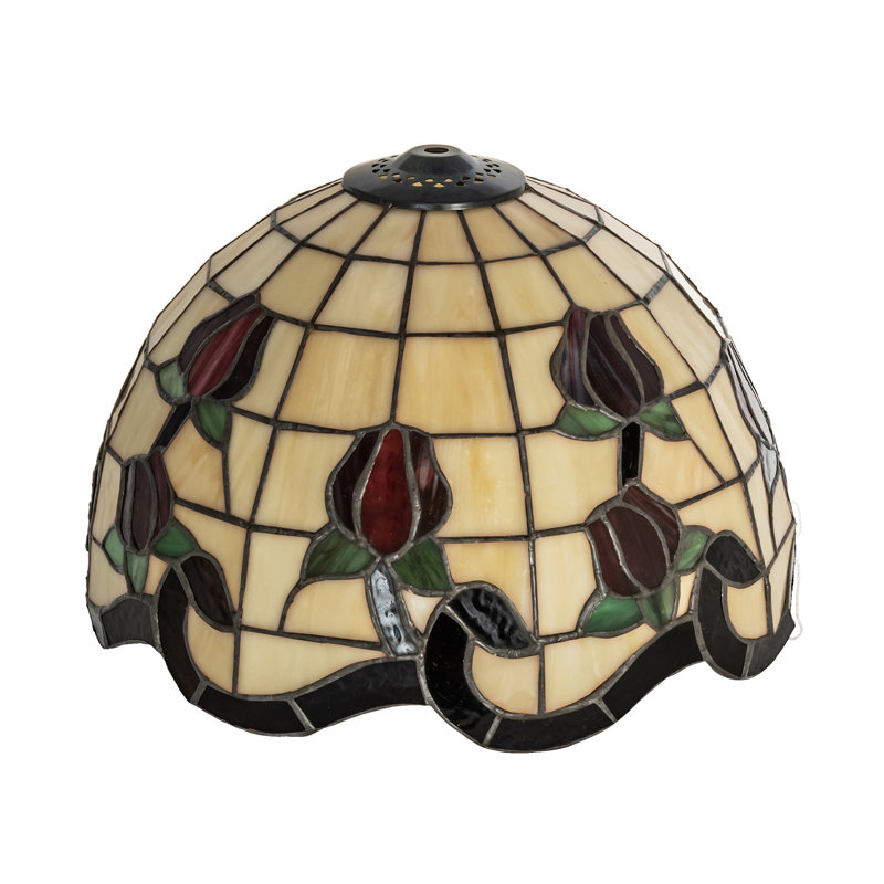 Dome Lamp Shade, 7.5" H x 12" W x 12" D, Red/Beige/Brown/Green