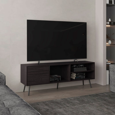 63" Wide Tv Stand With One Cabinet, Three Open Shelves, Cable Management, Living Room, Tv Room (TV Stand)