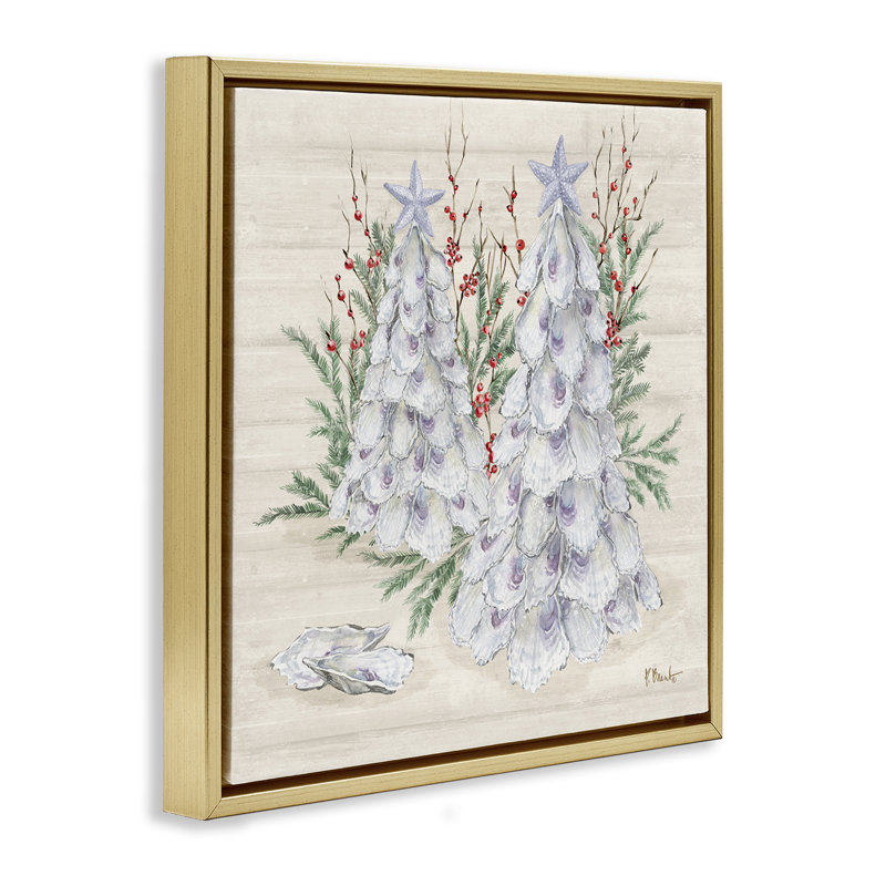  Seashells & Holly Trees Canvas Wall Art by Paul Brent, H 18 po x l 18 po, Cadre flottant métallique doré