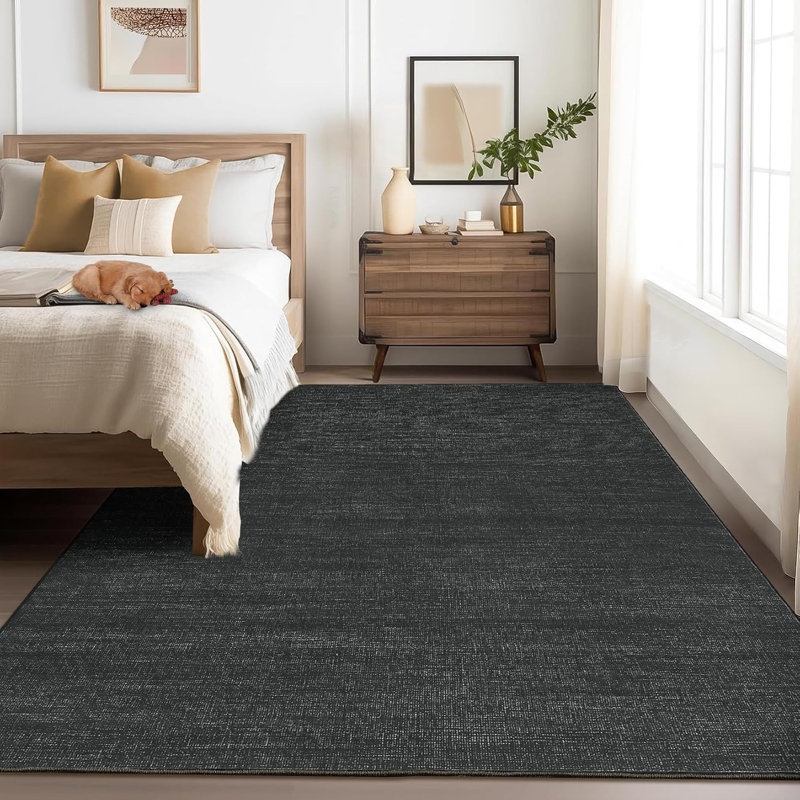 2x6 Washable Runner Rug – Non-Slip Minimalist Accent Rug for Hallway, Kitchen & Laundry, Soft, Low Pile, Solid Color (Camel)