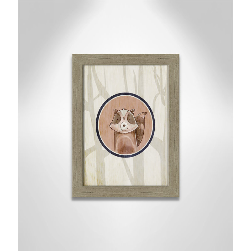 Animaux de la forêt, impression sur papier 1 pi, H 14 po x l 10 po x P 0,6 po, Encadré plat de bois de grange gris