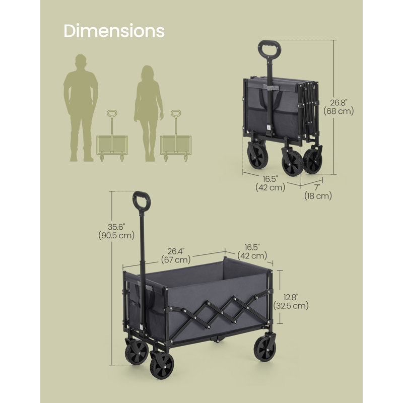 Bilbrey Foldable Camping Cart, Pull Garden Wagon, Grey