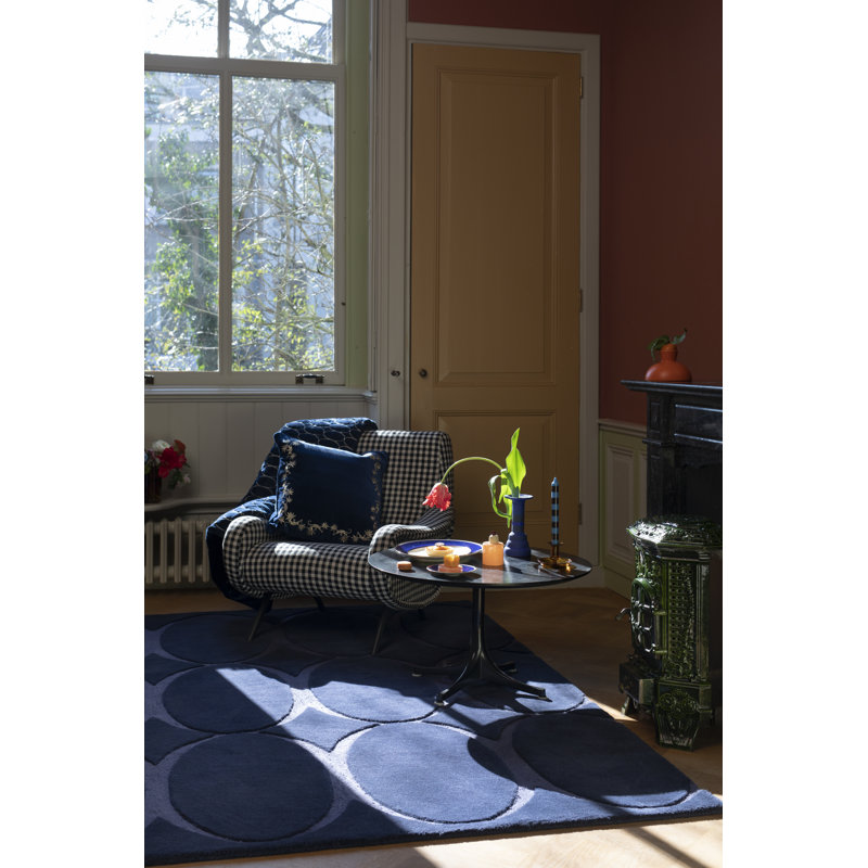 Renaissance Wool Geometric Area Rug in Blue, Rectangle 3'11" x 5'11"