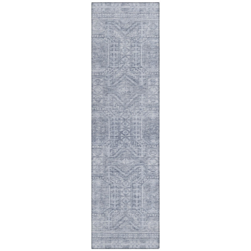 Machine Washable Indoor/Outdoor Xhevrie Sky Rug, Runner 2'3" x 7'6"