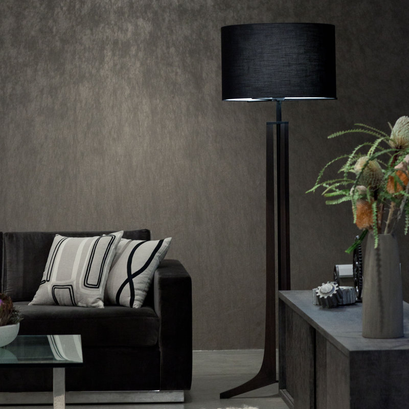 Forma Floor Lamp, Black, Dark Stained Walnut, Black Anodized