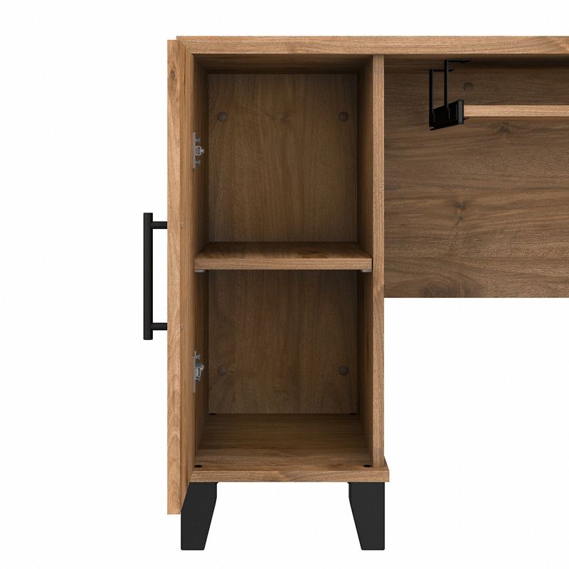 Magomed 3 Piece Computer Desk Office Set, Fresh Walnut