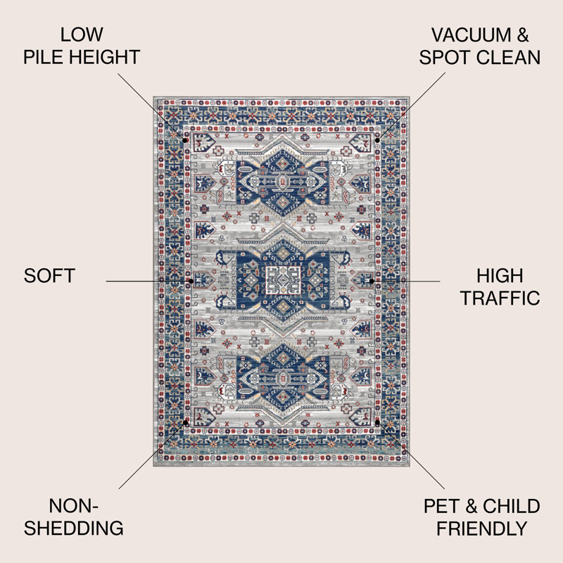 Tapis bleu / gris clair Blough, Rectangle 7 pi 9 po x 10 pi