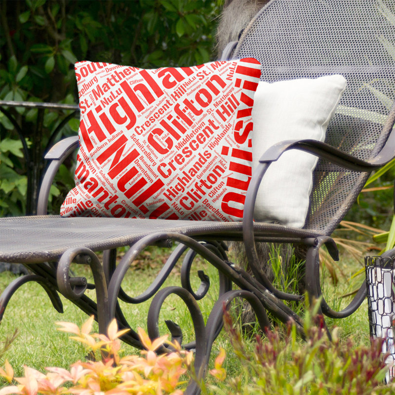 Coussin décoratif intérieur/extérieur louisville, Rouge, H 16 po x l 16 po, Non