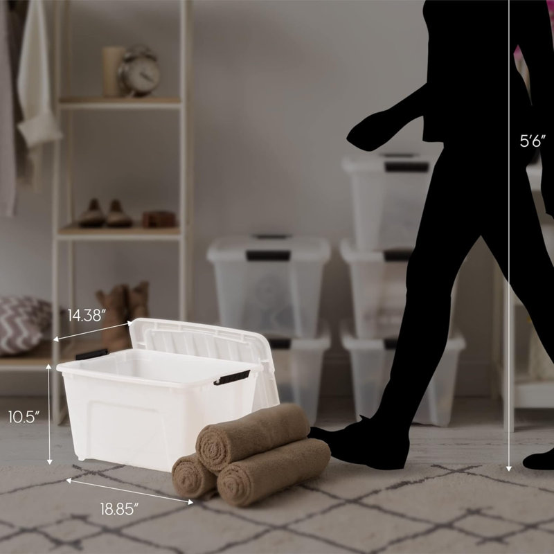 32 bacs de rangement en plastique empilables avec couvercle, 32 pte, sans BPA,  - solution d'organisation discrète, loquets, contenants emboîtables durables, poignée à tirer sécuritaire - perle