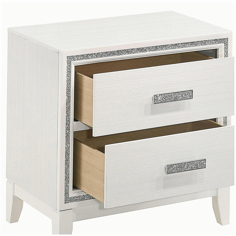 White 2 drawer bedside table