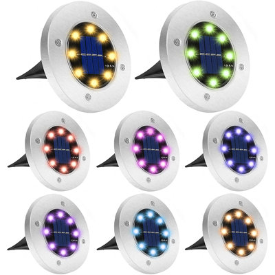 Solar Ground Lights LED Garden Disk Lights Waterproof In-Ground Colorful