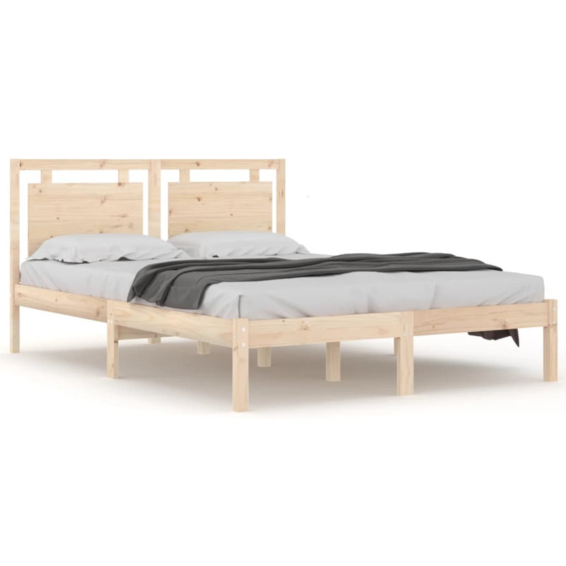 17 Stories Extra Long Bed Frame Without Mattress Solid Wood, Small Double (4'), Natural