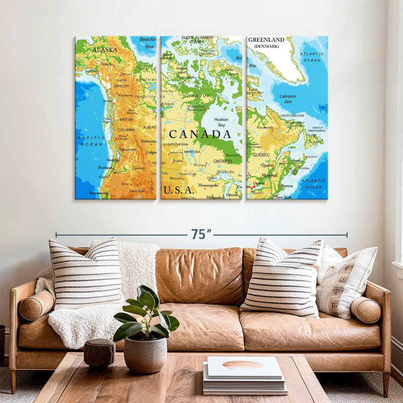 Map Of Canada, 42" H x 65" W
