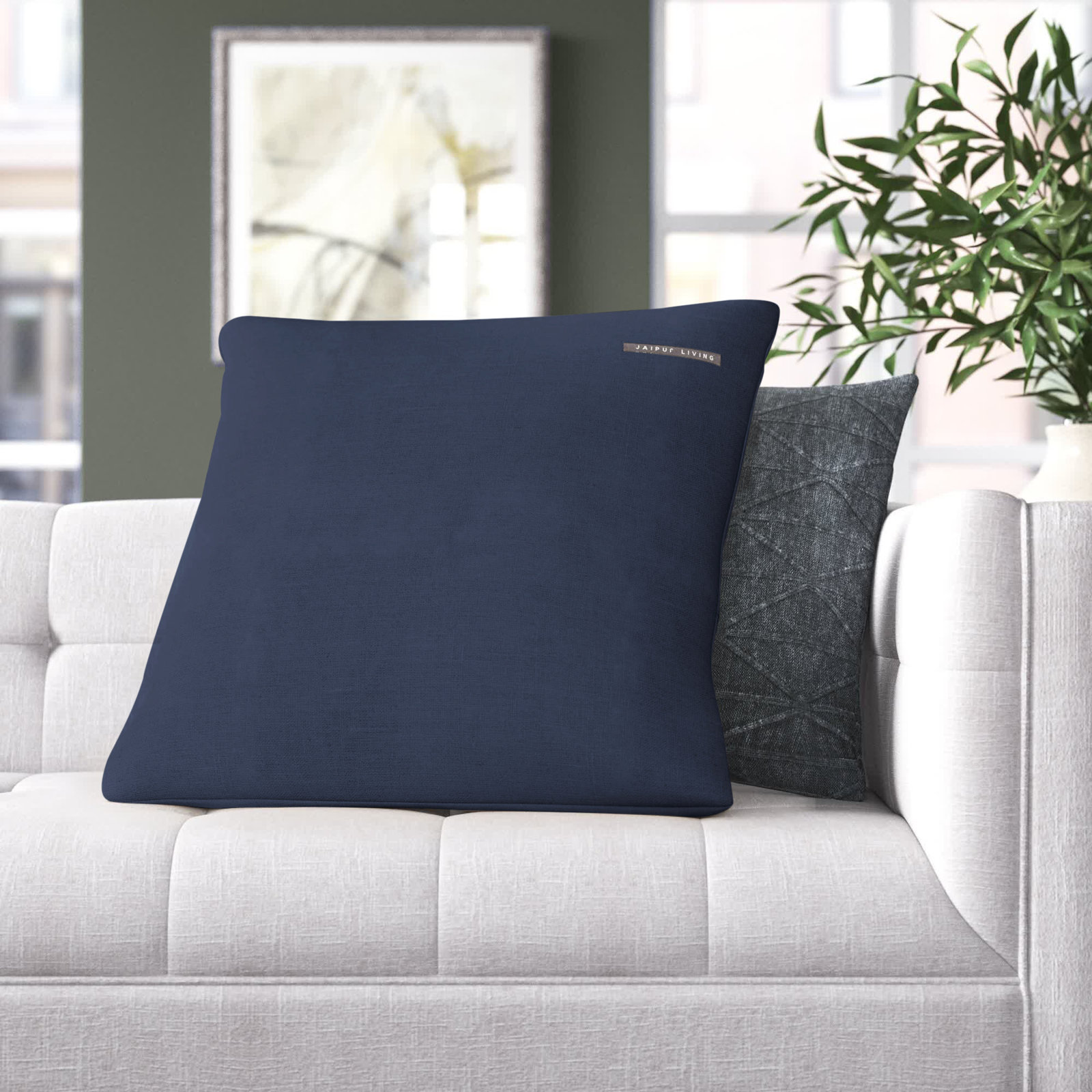 Griffin Throw Pillow, Dark Blue, Down