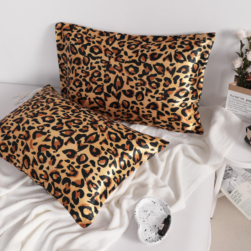 Pillowcases, Satin Pillowcases for Hair and Skin, Yellow Leopard With Envelope Closure - NTBAY, Queen