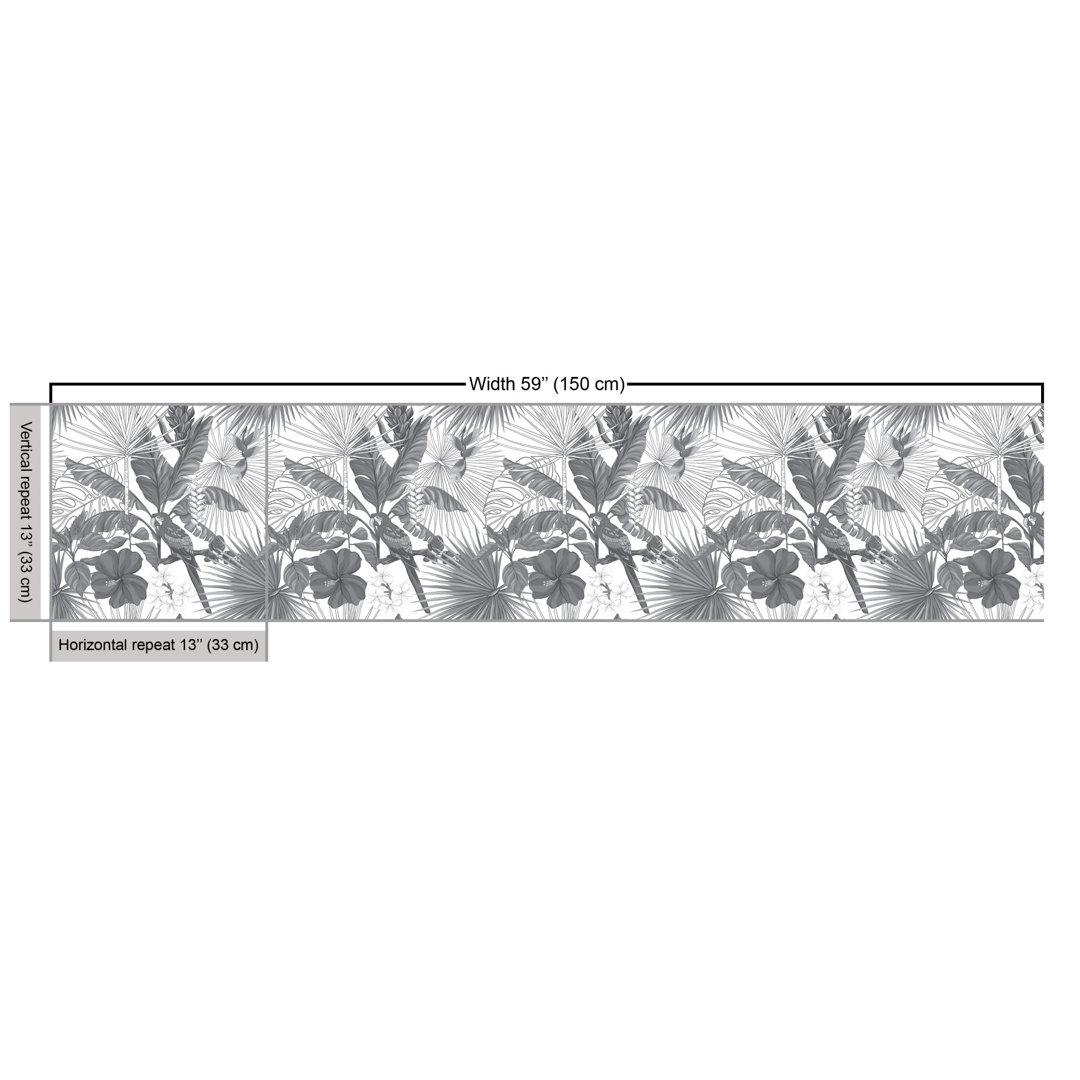 Pearces Tropical Tree Leaves and Hibiscus Pansy Fabric