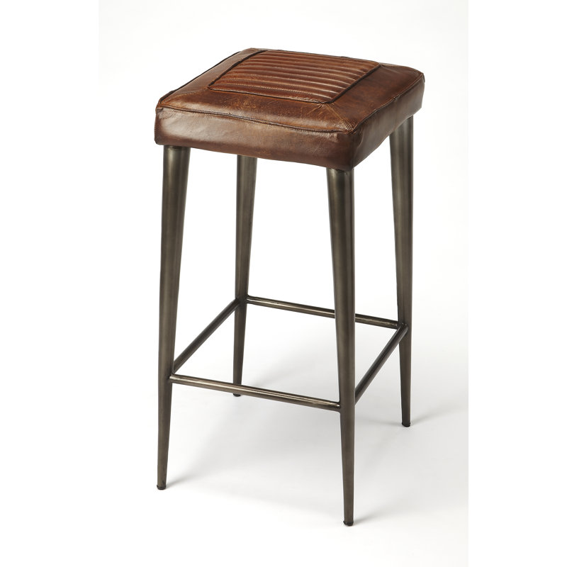 Tabouret de bar rembourré Schlemmer, Brun / brun foncé