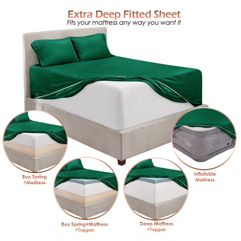 California King Hunter Green Microfiber Deep Pocket Sheet Set