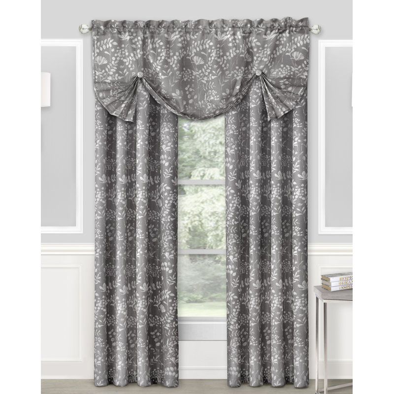Pullen Semi Sheer Curtain Pair, Gray, 52"W x 84"L