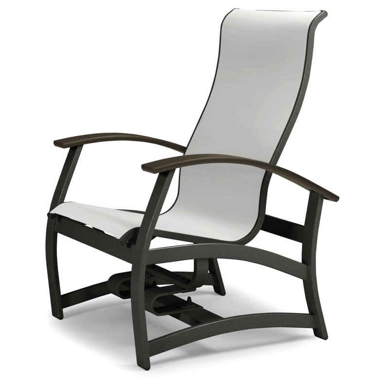Askar Swivel Powder Coated Aluminum Outdoor Lounge Chair, Textured Graphite, White 6D Sunbrella®, Beachwood P40