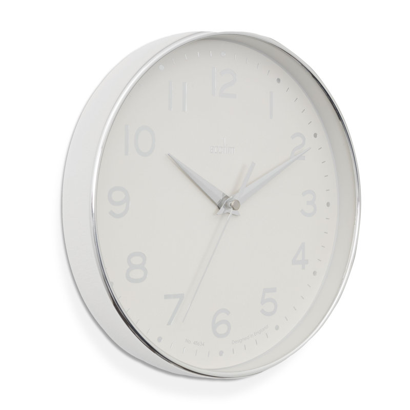 Acctim Small Wall Clock for Kitchen Living Room Bedroom 20cm, Chrome/White