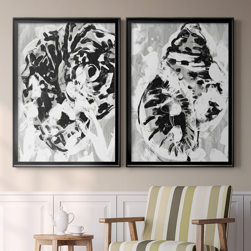 «Ocean Inkblot III», ensemble de 2 reproductions de cadres rectangulaires sur toile, H 24,5 po x l 37 po x P 1,25 po, Noir