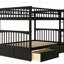 Lit superposé convertible au-dessus d'un lit superposé, pin et qualité de fabrication, tiroirs pour solution de rangement, garde-corps en forme de clôture, travail d'assemblage sans tracas, bois, poignées à roulettes, processus de mise en place facile