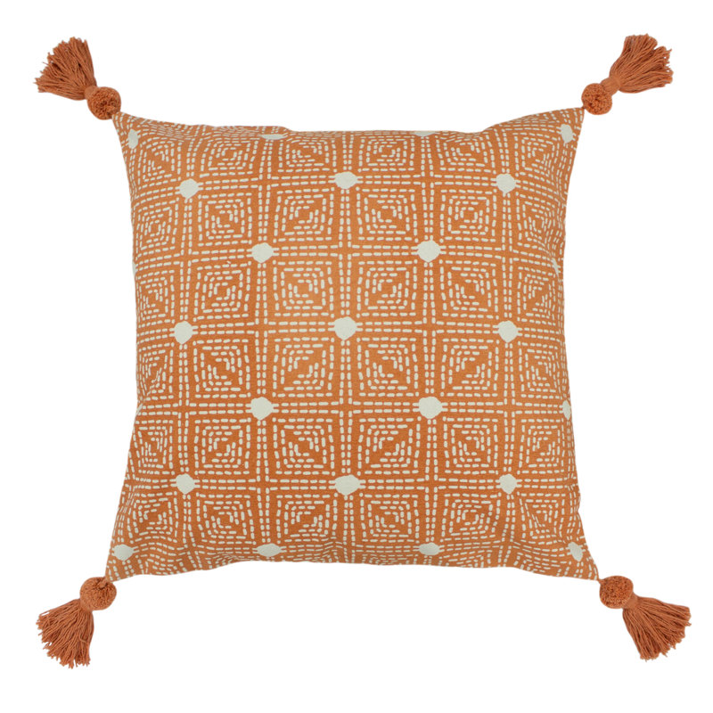 Chia Geometric Square Cushion, Grey, 100% Hollowfibre Polyester