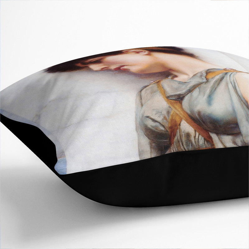 Pompeian Girl By John William Godward Square Throw Cushion, 55cm H x 55cm W x 20cm D, Black