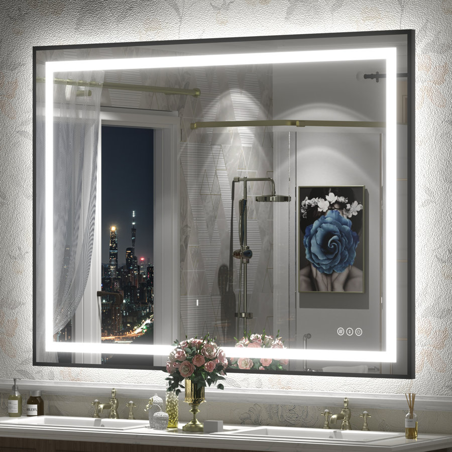 Aevar Super Bright Front & Back LED Lighted Anti-Fog Aluminum Alloy Framed Tempered Glass Bathroom/Vanity Mirror with ETL & 3-Year Warranty