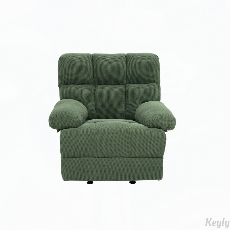 Fauteuil inclinable manuel berçant avec tissu Nubby, Dark Green Fabric