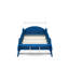 Lit plateforme en forme de voiture de course avec roues, structure de lit de voiture de course simple en bois avec tablettes de rangement et rails-1121096438