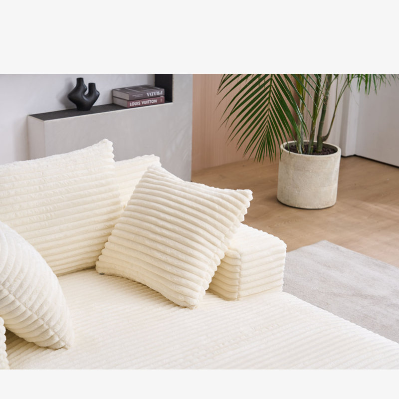 Chaise longue surdimensionnée, Velours côtelé beige