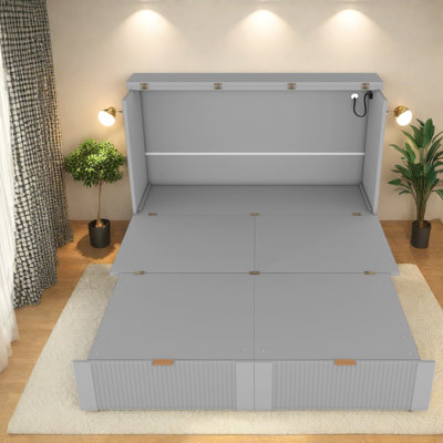 Multifunctional Gray Wood Sofa Cabinet, Portable Modern Style For Home