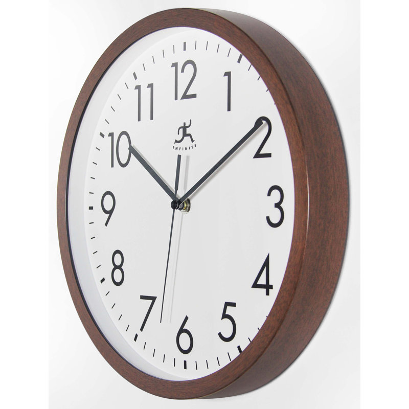 Anupam Round Plastic Wall Clock - Walnut
