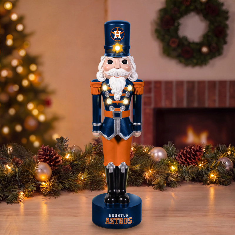 Casse-noisette lumineux sous licence officielle MLB, 30 cm de hauteur, Houston Astros