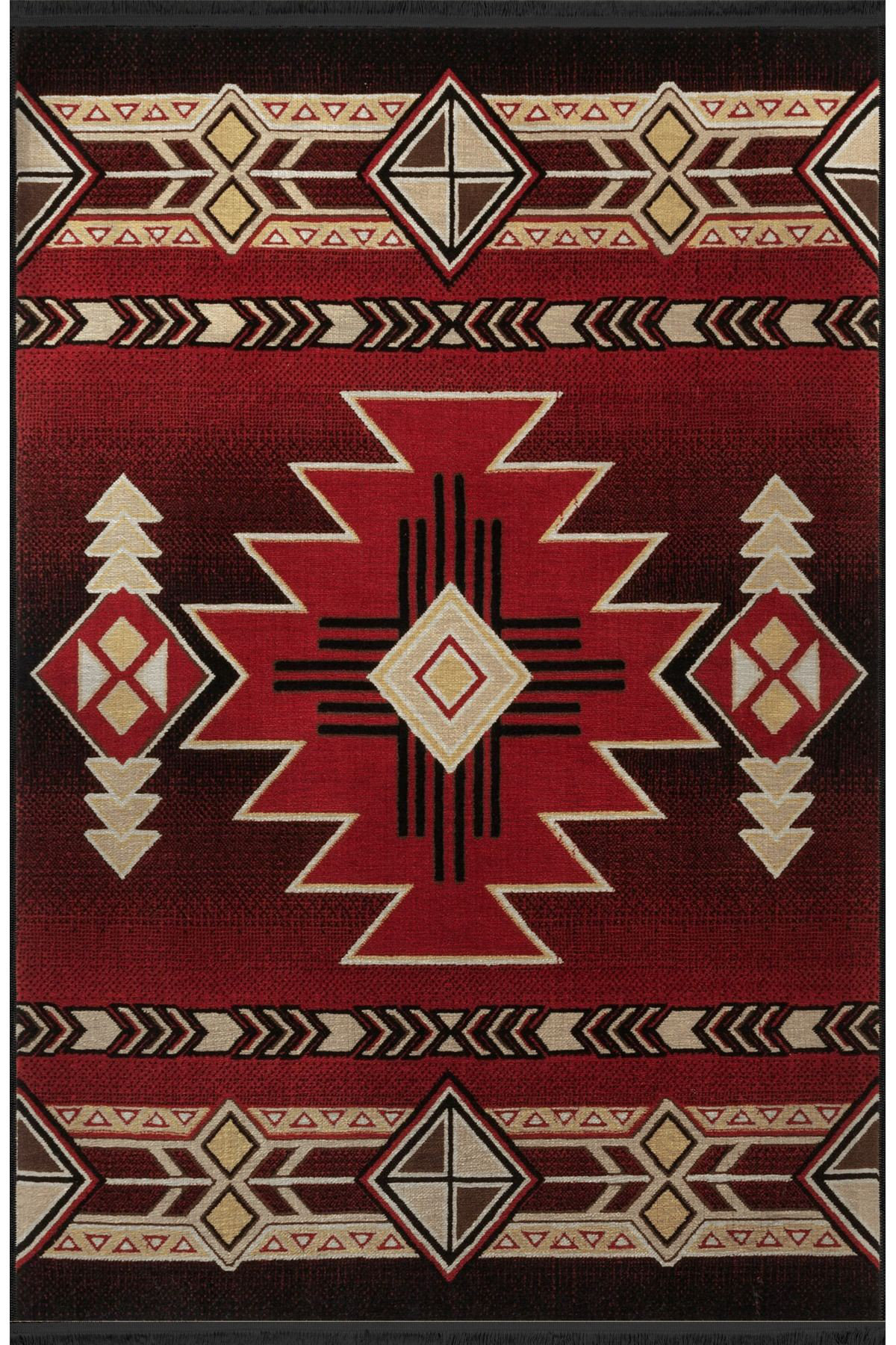 Wildon Home® Red Themed Traditional Patterned Fringed Vintage ...