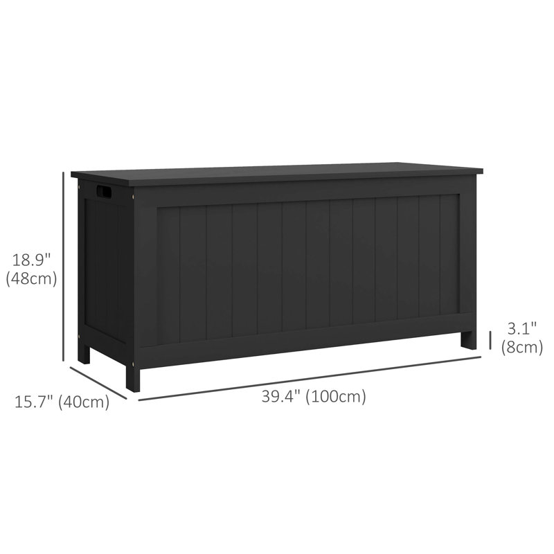 Coffre de camp en bois d'ingénierie Dereth, Noir, noir, noir, noir, H 18,9 po x l 39,4 po x P 15,7 po