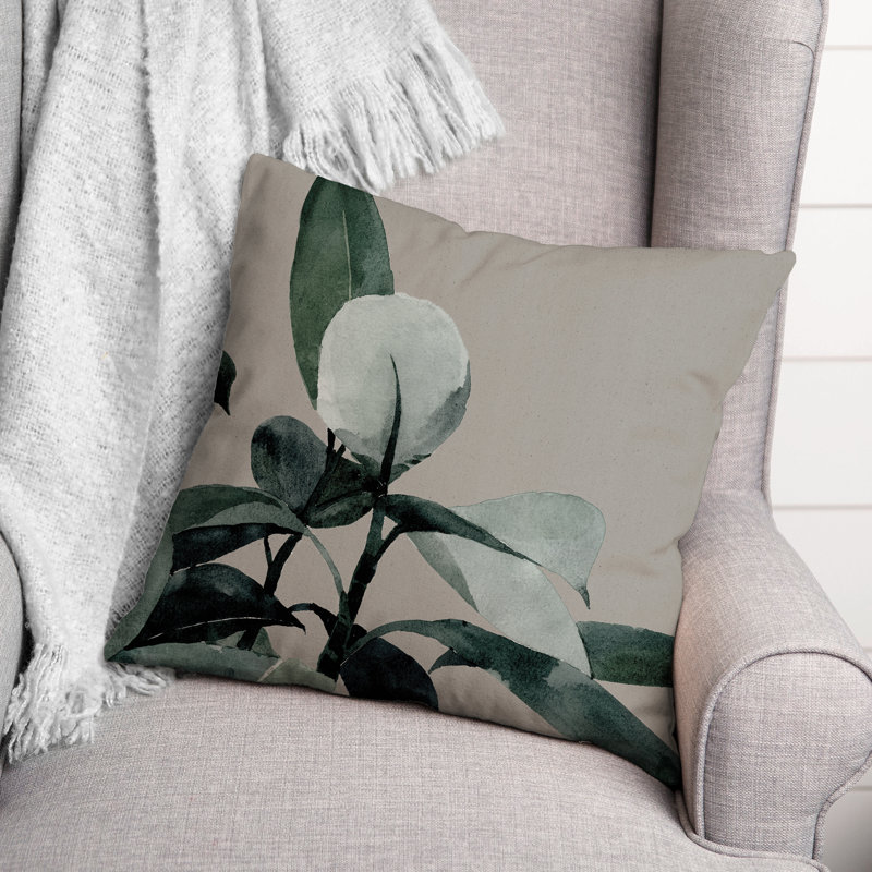 Floral Outdoor Reversible Throw Pillow, Beige