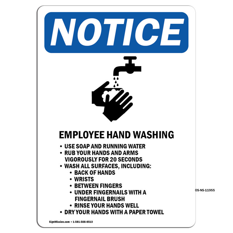 Enseigne employé se lavant les mains