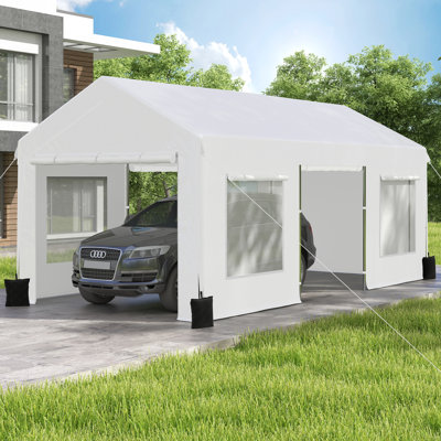 10 pi. L 20 pi. Garage d'extérieur robuste D - Grand abri d'auto avec fenêtres respirantes