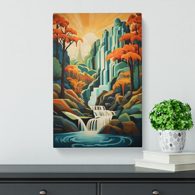 Waterfall Art Deco - Wrapped Canvas