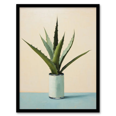 Potted Aloe Vera Oil Painting Pastel Succulent Cactus - Single Picture Frame Print