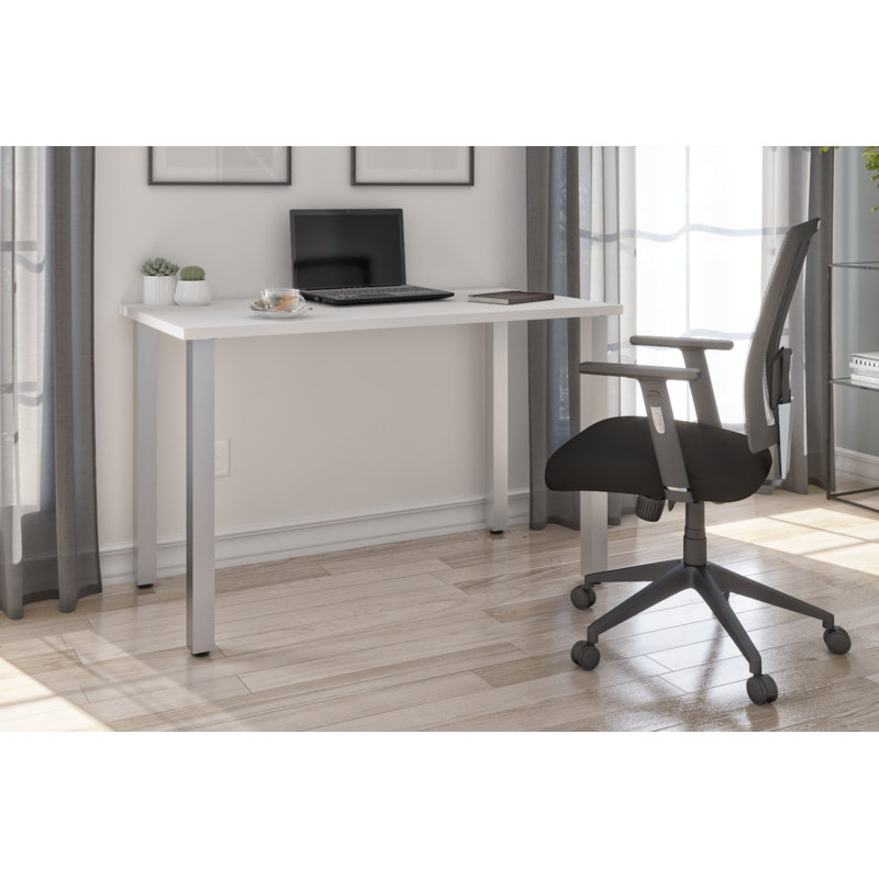 Manufactured Wood and Metal Writing Desk, 29" H x 47.6" W x 24" D, White