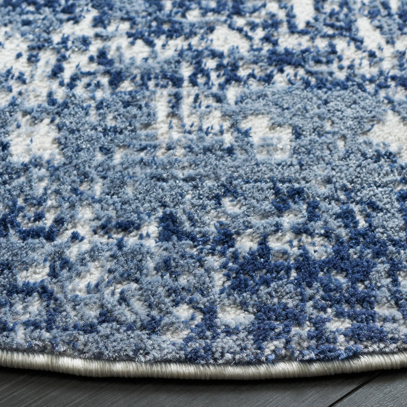 Tapis abstrait Grandview 700 Performance, Dark Blue/Ivory, Rond 8 pi