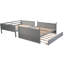 Lit superposé double au-dessus d'un lit gigogne simple - Gris - Safe Choice-64612740