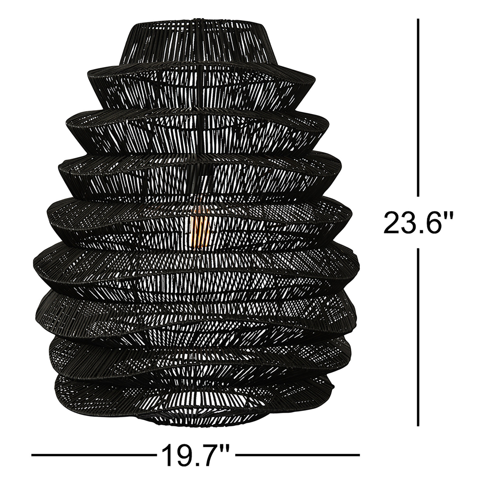 Barlow Single Light Rattan Dimmable Pendant, Black